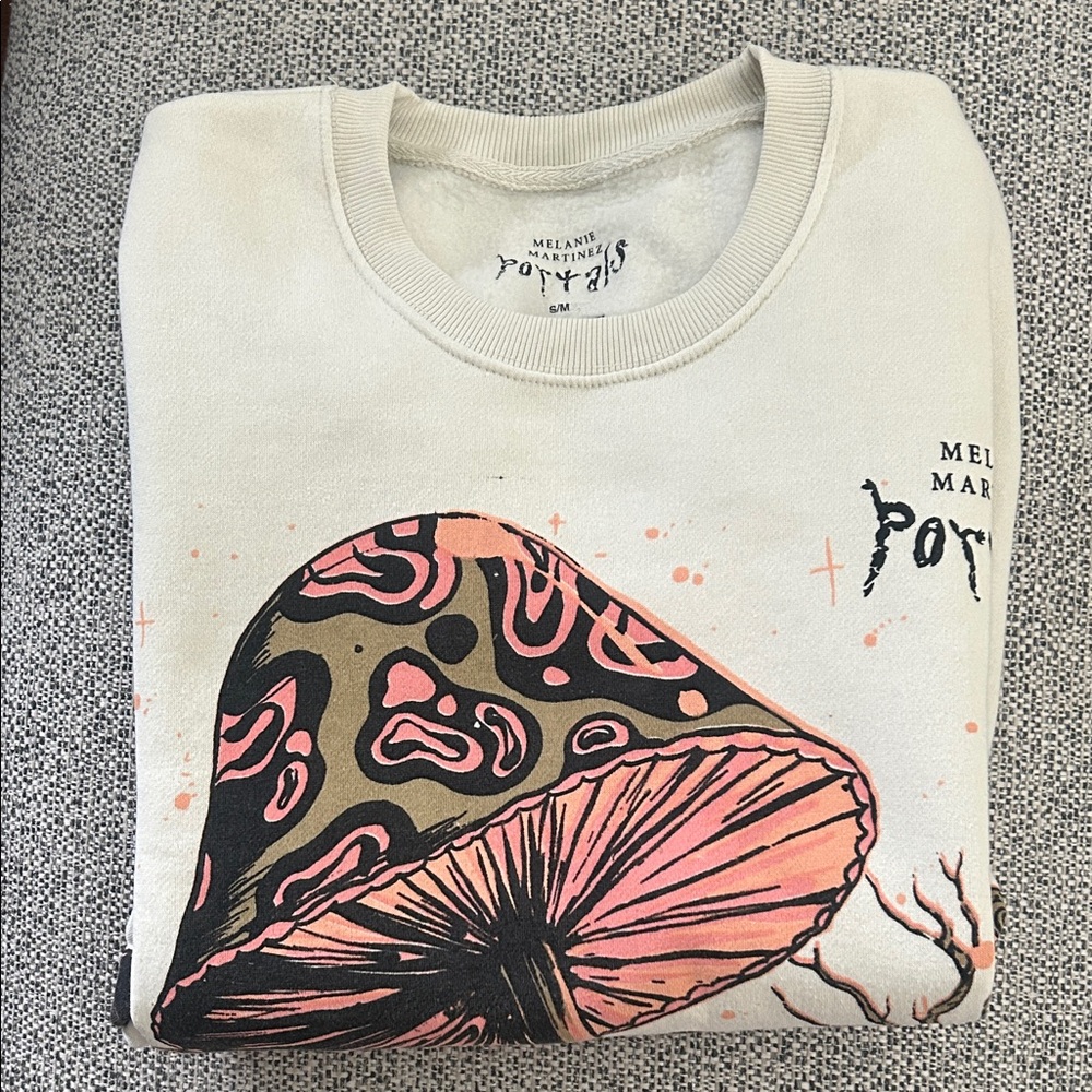 Cream Sweatshirt with Mushroom Design